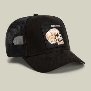 Suede Cancelled Skull Trucker