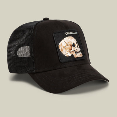Suede Cancelled Skull Trucker