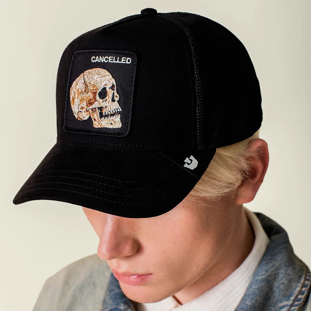Suede Cancelled Skull Trucker