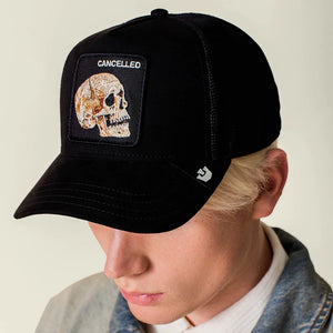 Suede Cancelled Skull Trucker